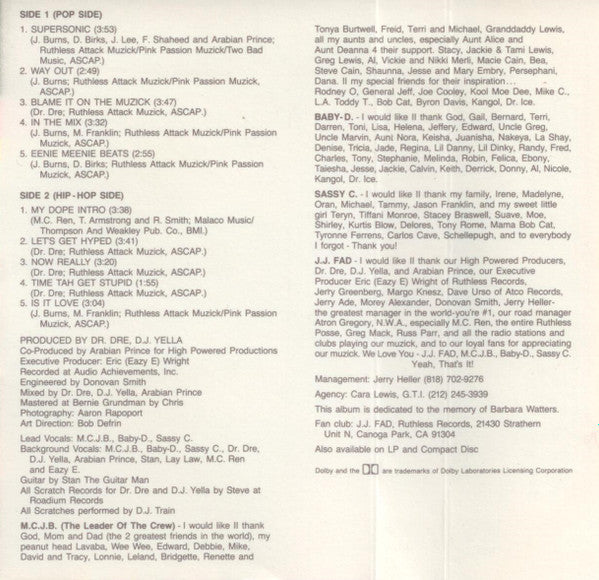J.J. Fad : Supersonic (The Cassette) (Cass, Album, SR,)