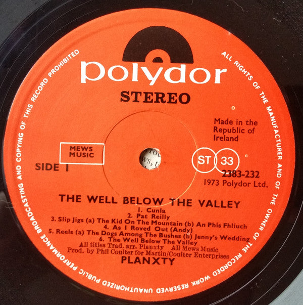 Planxty : The Well Below The Valley (LP, Album)