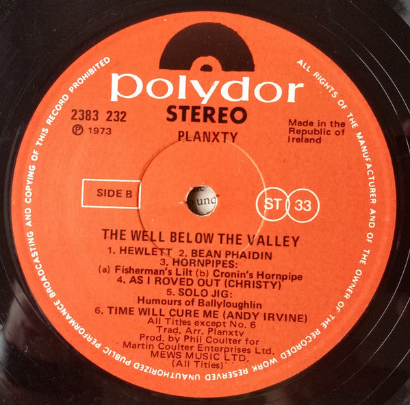 Planxty : The Well Below The Valley (LP, Album)