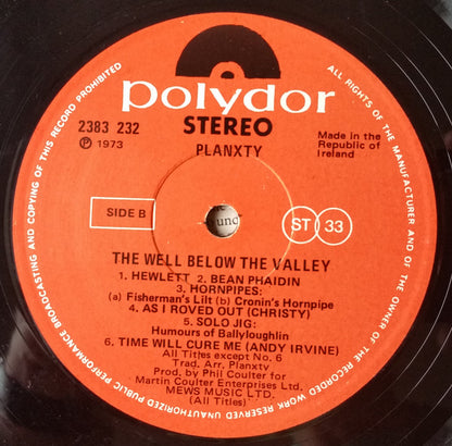 Planxty : The Well Below The Valley (LP, Album)