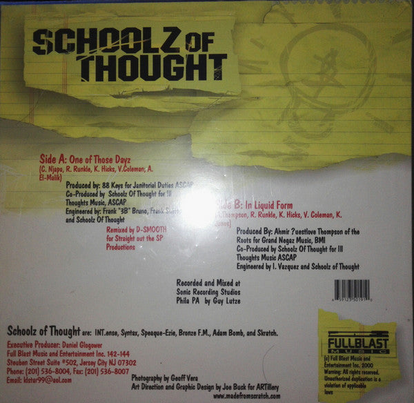 Schoolz Of Thought : One Of Those Days (12")