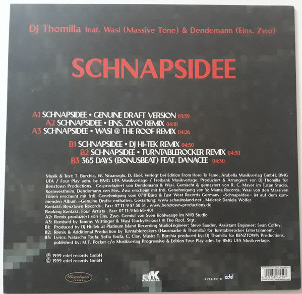 Thomilla Feat. Wasi & Dendemann : Schnapsidee (12")