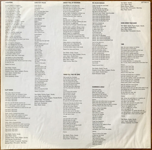 Tom Waits : Rain Dogs (LP, Album)