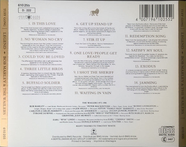 Bob Marley & The Wailers : Legend (The Best Of Bob Marley And The Wailers) (CD, Comp, RE, RM)