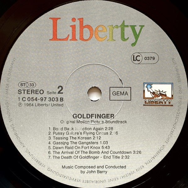 John Barry : Goldfinger (Original Motion Picture Score) (LP, Album, RE)