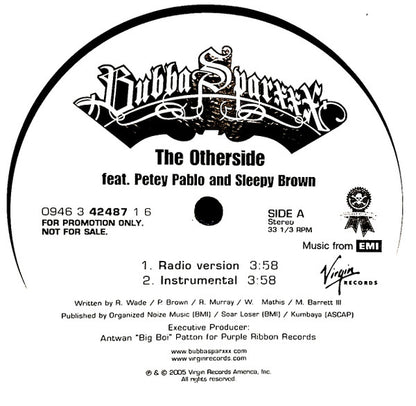 Bubba Sparxxx Feat. Petey Pablo And Sleepy Brown : The Otherside (12", Single, Promo)