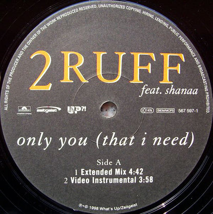 2ruff Feat. Shanaa : Only You (That I Need) (12")