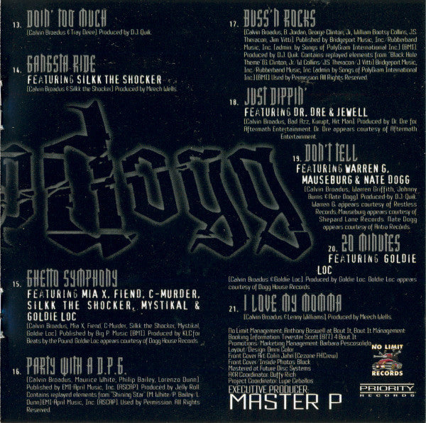 Snoop Dogg : No Limit Top Dogg (CD, Album, RP)