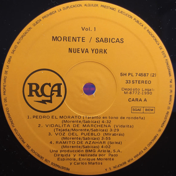 Enrique Morente, Sabicas : Morente - Sabicas (Nueva York - Granada) (2xLP)