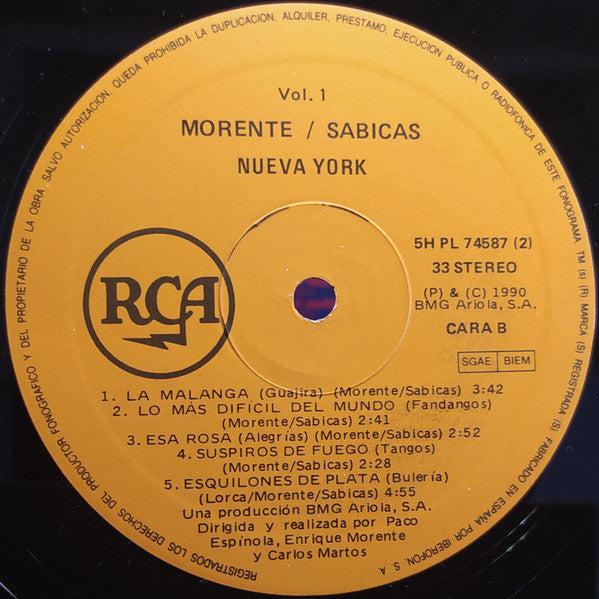 Enrique Morente, Sabicas : Morente - Sabicas (Nueva York - Granada) (2xLP)