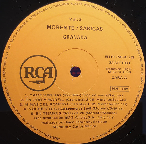 Enrique Morente, Sabicas : Morente - Sabicas (Nueva York - Granada) (2xLP)